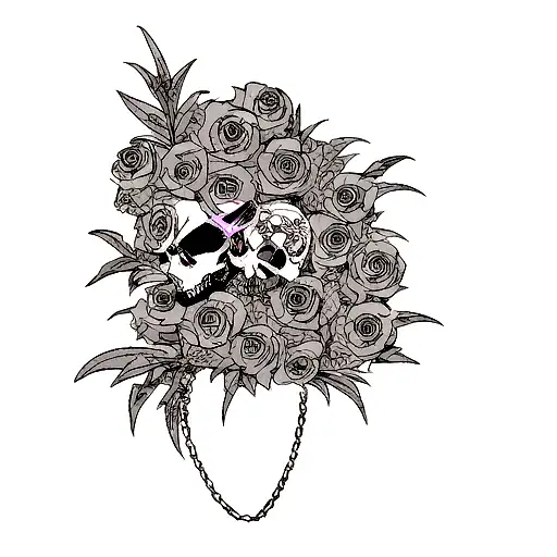 Cyberpunk Skull With Roses