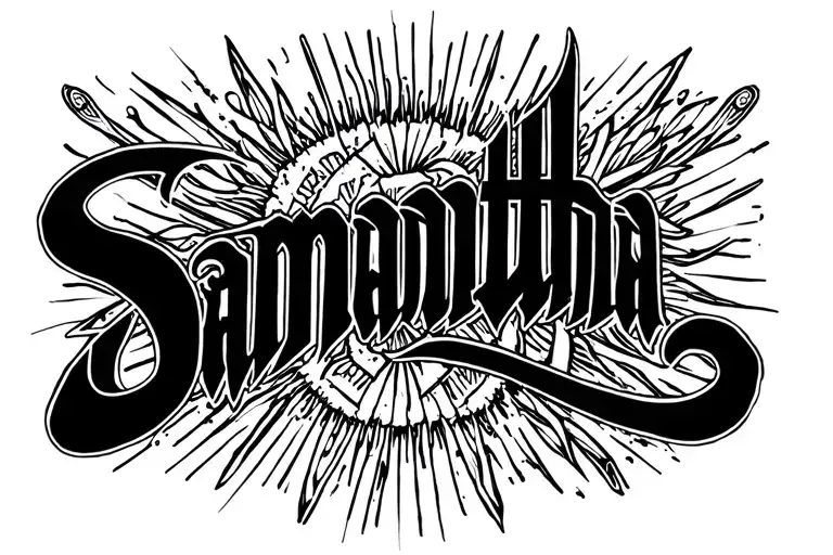 2 Word Ambigram Tattoo In Black And White That Says Samantha Soulmate