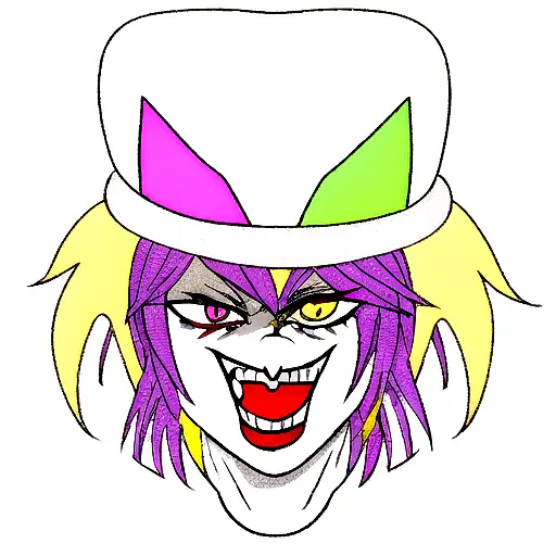 Half Mad Hatter Half Joker Face