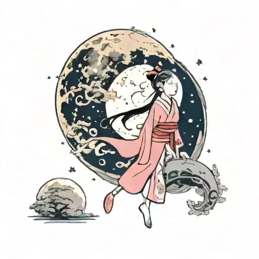 Princess Kaguya From Studio Ghibli And The Moon