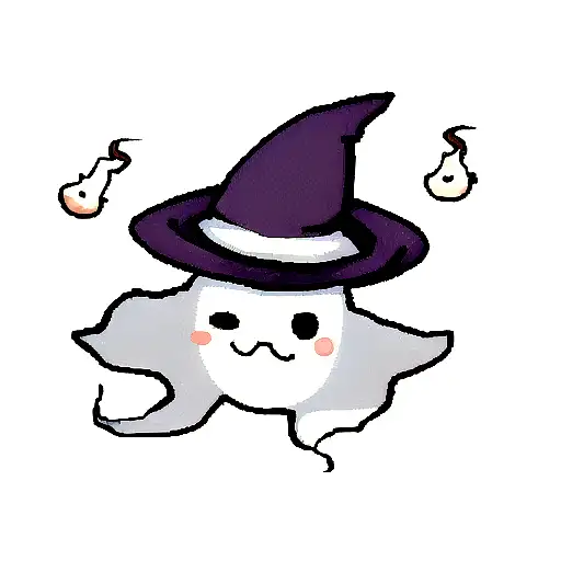 Cute Ghost With Witch Hat