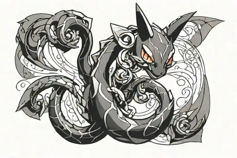 Onyx From Pokemon Wrapped Around A Leg In The Shape Of An Ouroboros