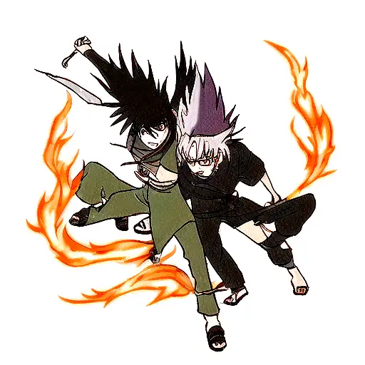 Darker Than Black Bro Kunai With Jiraiya Headband And Rengoku Flames Style