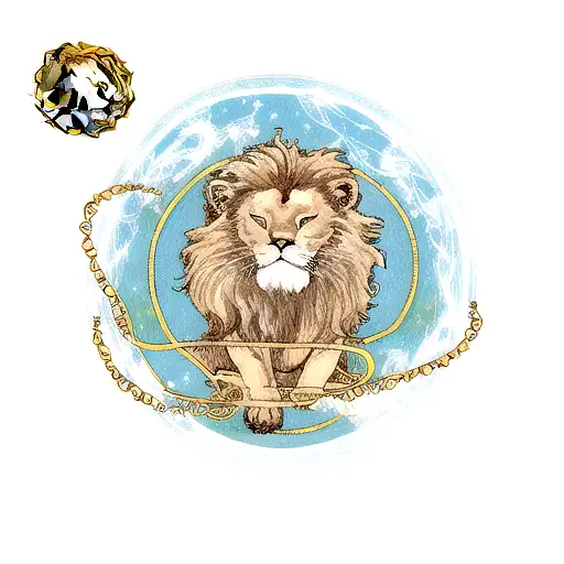 Cosmic Lion Surrounded By Constellations