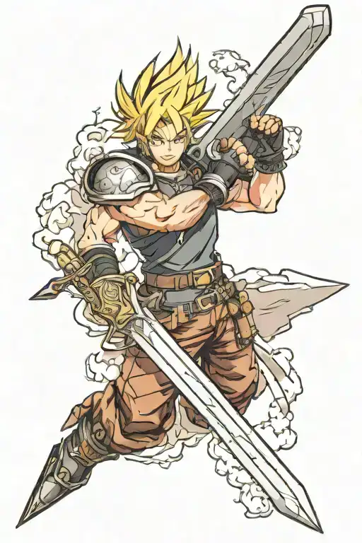 Final Fantasy 7 Cloud With Buster Sword Surrounded