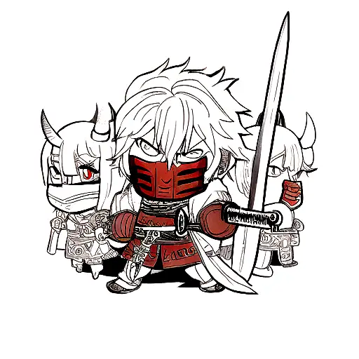 Oni Mask With Sword And Dragon