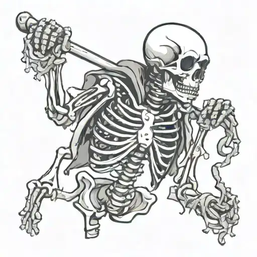 Skeleton Holding Bag Of Bones