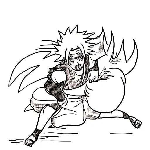 Naruto And Kurama Performing A Powerful Jutsu Together