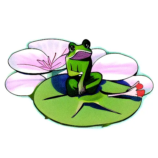 Frog Sitting On Lilly Pad Fishing