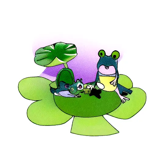 Frog Fishing On Lilly Pad