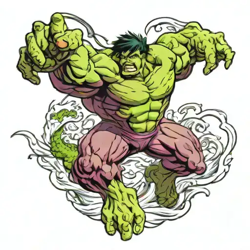 Hulk Fighting A Dragon