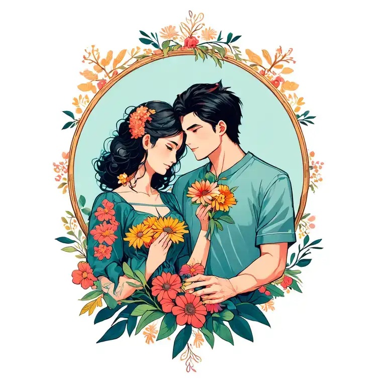 A Man Giving Some Flowers To His Mother