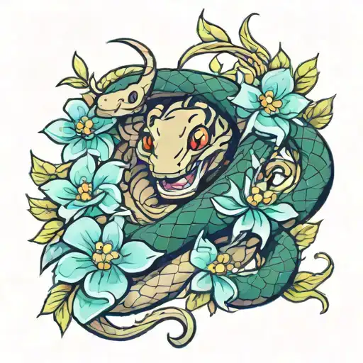 Snake And Flowers Wrapped