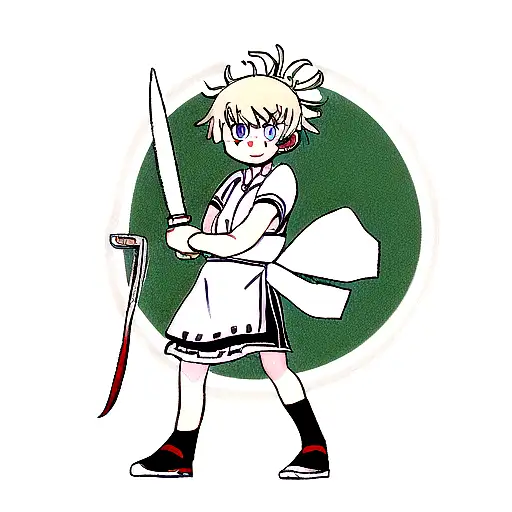A Chef Knife With Toga Anime Character Eyes In The Knife
