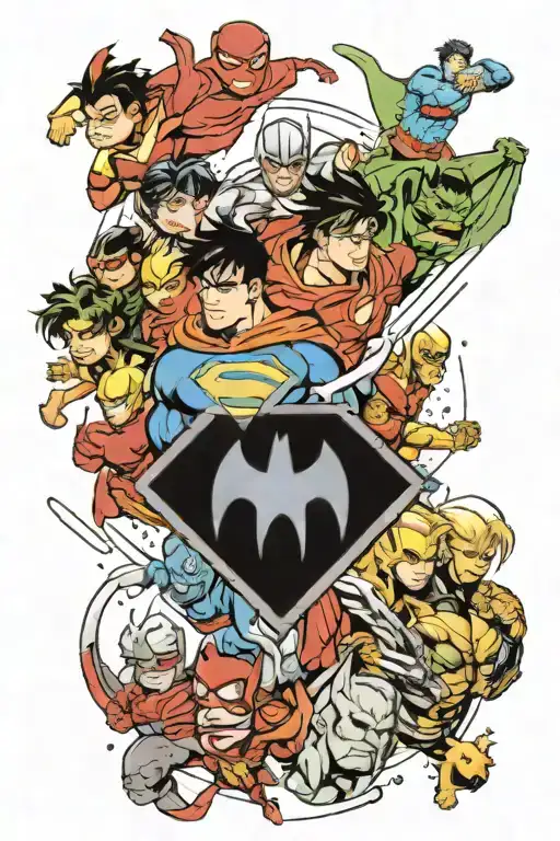 Comic Book Style With All Kind Of Superheroes In There Own Field