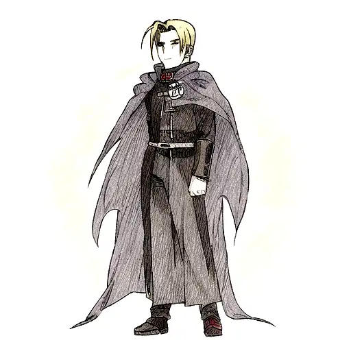 Edward From Fullmetal Alchemist Brotherhood With A Cloak With The Symbol Of Alchemist