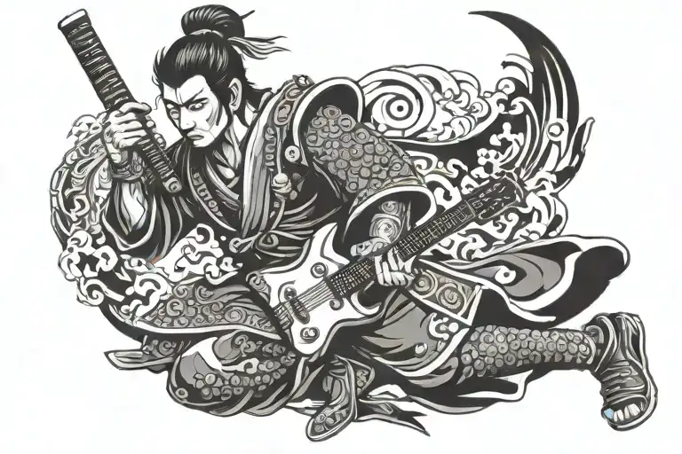 Samurai Warrior Playing Guitar