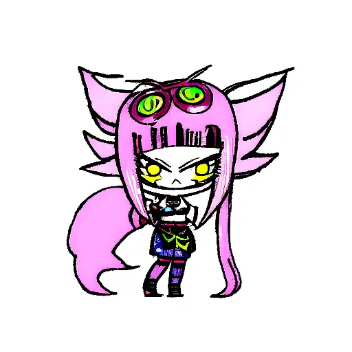 Menina Oni Yokai Cyberpunk