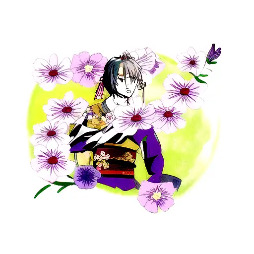 Samurai Con Flores Y Un Colibri