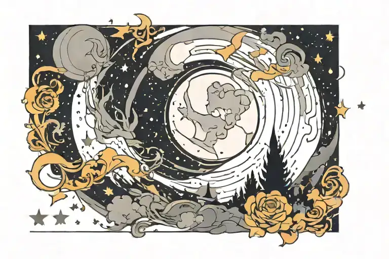 Tylo Surround By A Night Sky Fulled With Stars With The Moon As The O