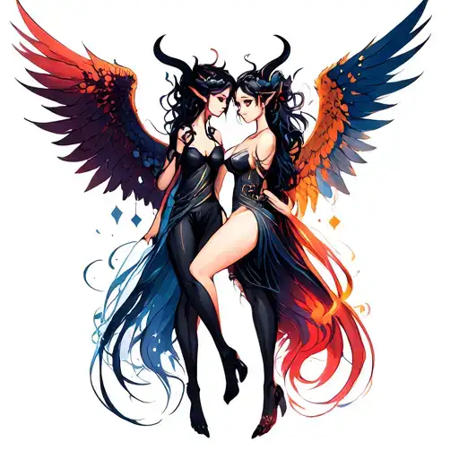 Demon Girl And Angel Girl Ying And Yang