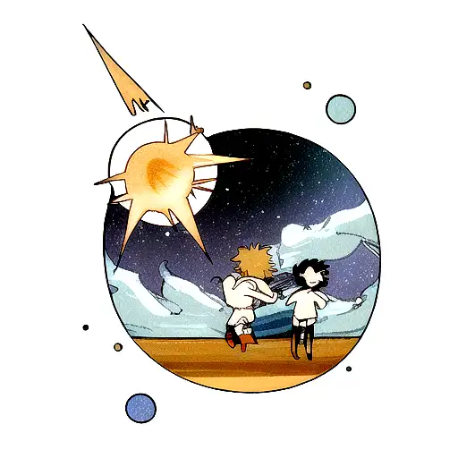 The Ocean Combined With The Universe And The Fall Of Icarus Between Them