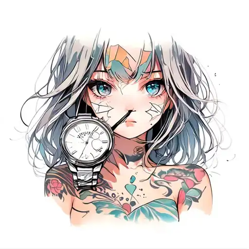 Anime Girl With Broken Watch