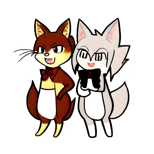 A Fox And A Squirrel Mascotte Friends Standing Up On Two Feet