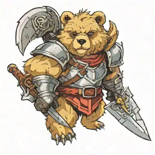 Furry Bear With Knight Armor Holding A Axt