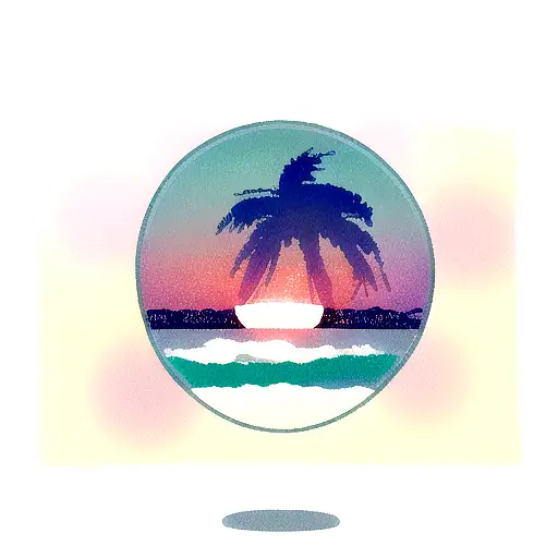 A Glimpse Of The Ocean At Night In Doodle Style