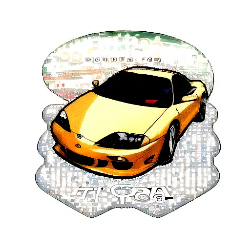 Toyota Supra With The Word Jaxon In Bubble Letters In The Background