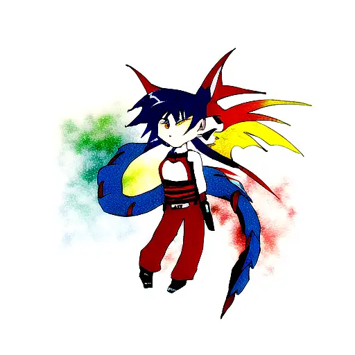 Dragon Tattoo Blue Red And Yellow