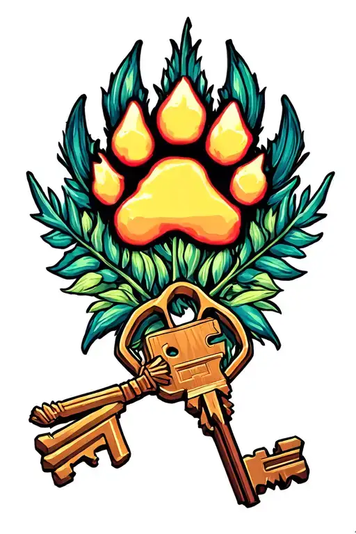 Key Bunch And Imprint Of Fox Paw