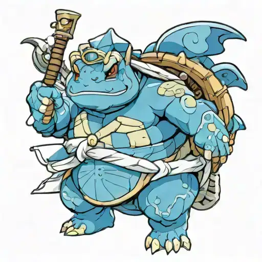 Blastoise From Pokemon Dressed As Jinbei From One Piece