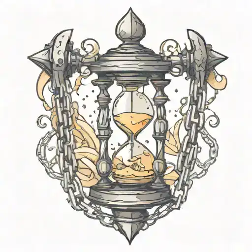 Hourglass Held Together By Chains Wrapped Around