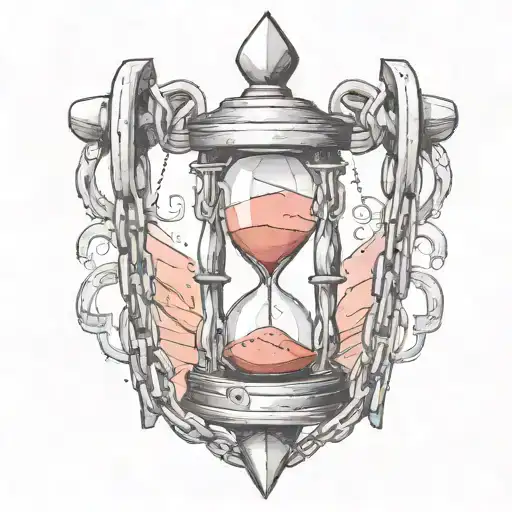 Hourglass Held Together By Chains Wrapped Around It Red Sand