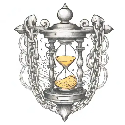 Hourglass Held Together By Chains Wrapped Around