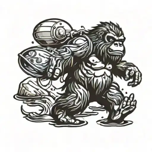 Baby Bigfoot Fishing