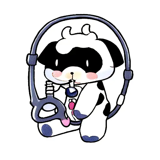 An Adorable Baby Cow Wearing A Stethoscope And Surrounded By Tiny Paw Prints