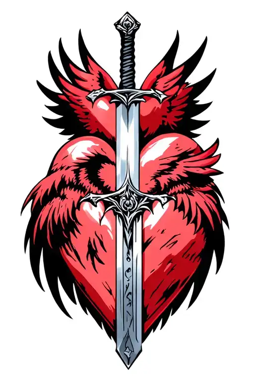 Sword With Four Wings In The Shape Of A Heart
