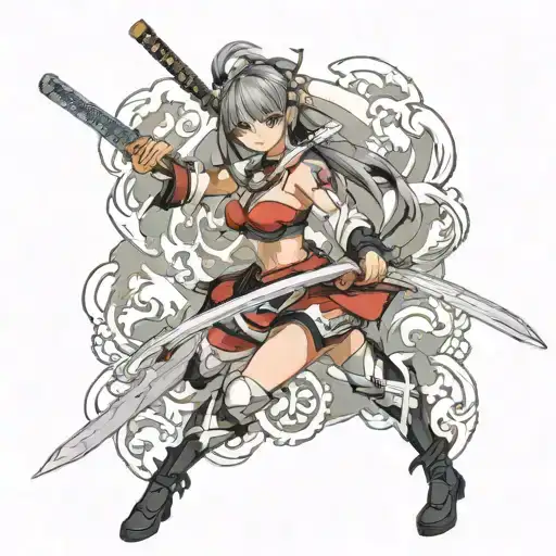 Sexy Anime Girl Katana Sword