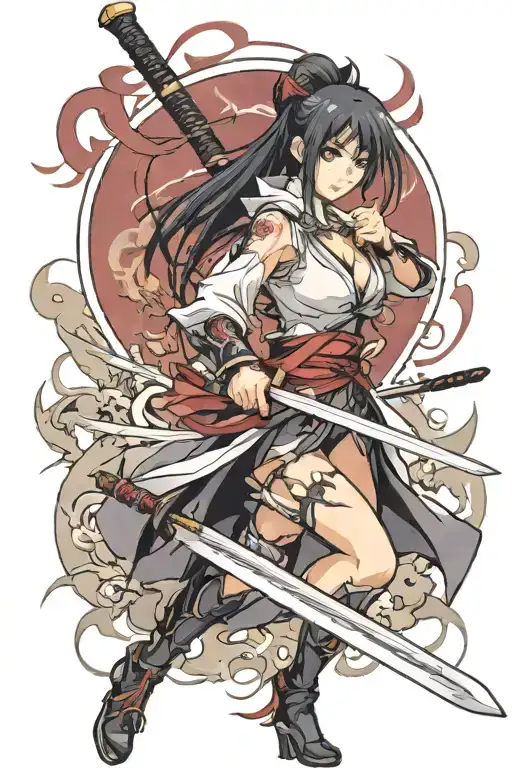 Sexy Anime Girl Katana Sword