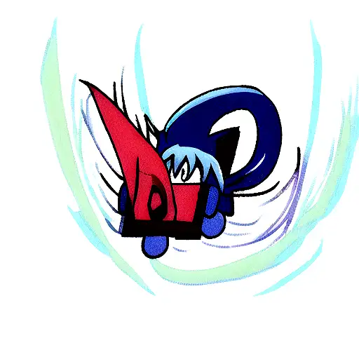 Blue Dragon With Headphones Flying Around A Record