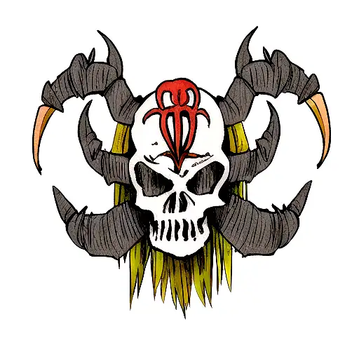 Diablo Skull With A Tribal Scorpion
