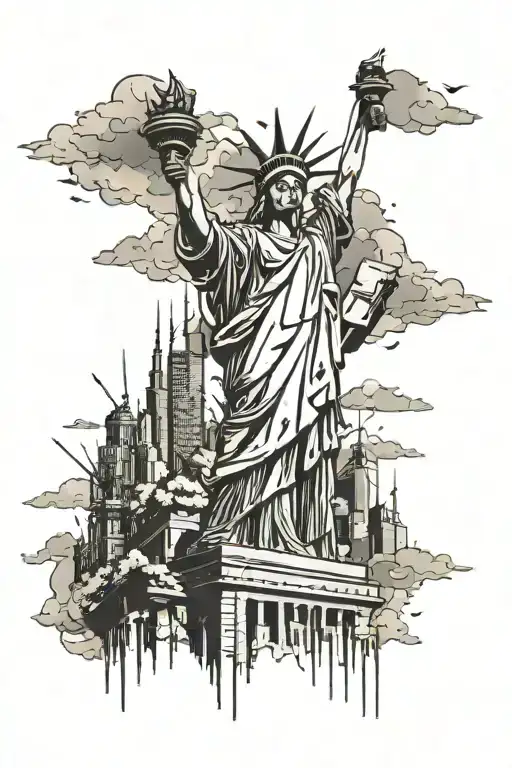 Statue Of Liberty New York City Skyline