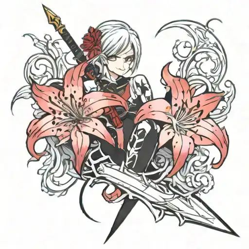 Dagger And Red Spider Lillies Blooming