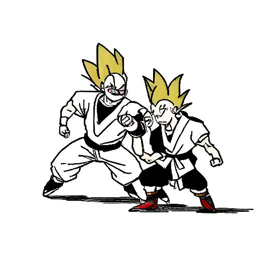 Dragon Ball Characters Engaged In A Martial Arts Battle