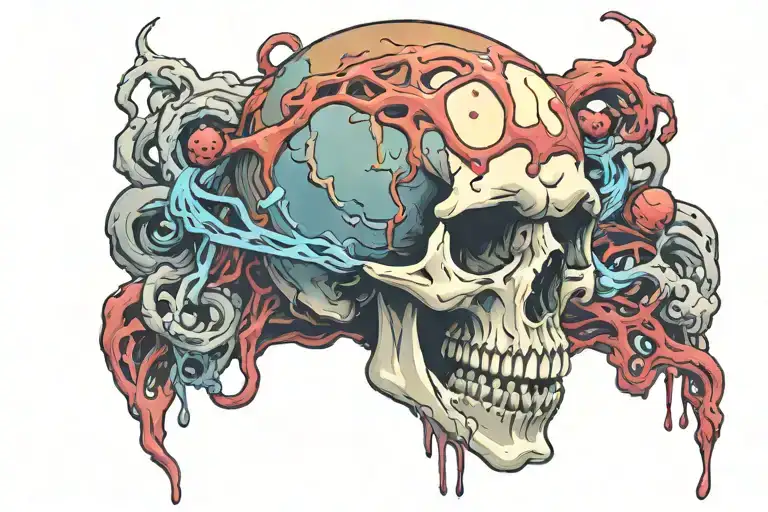 Skull With Melting Brain
