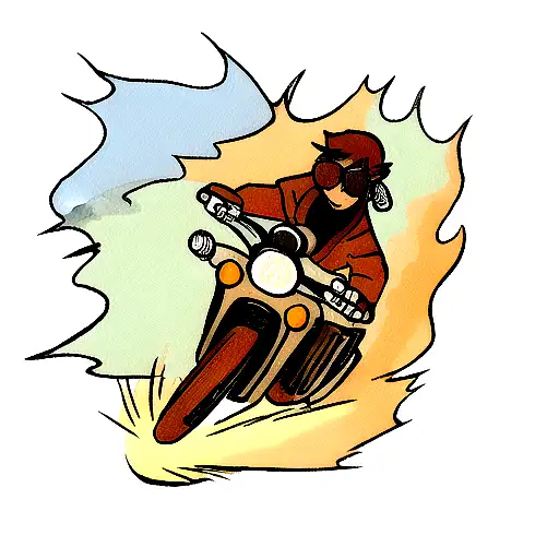 Brown Dog With Sunglasses Riding A Motorcycle Through A Ring Of Fire