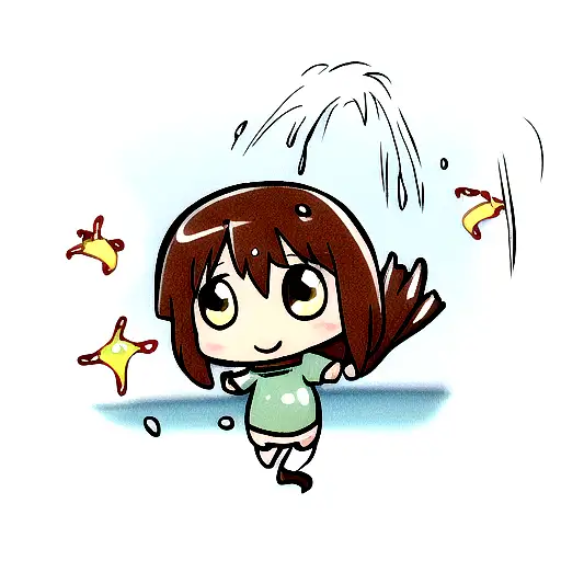 Little Marmaid With Brown Hair An Water Splashing